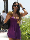 Claudia Romani Drinking Coconut Water in Miami 1