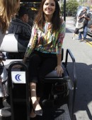 Victoria Justice and Maria Menounos on the set of Extra in LA-16