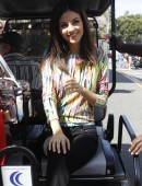 Victoria Justice and Maria Menounos on the set of Extra in LA-17