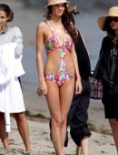 **EXCLUSIVE** Kendall Jenner hits the beach to model colorful bikinis for Agua Bendita Swim Boutique