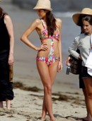 **EXCLUSIVE** Kendall Jenner hits the beach to model colorful bikinis for Agua Bendita Swim Boutique