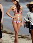 **EXCLUSIVE** Kendall Jenner hits the beach to model colorful bikinis for Agua Bendita Swim Boutique