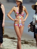 **EXCLUSIVE** Kendall Jenner hits the beach to model colorful bikinis for Agua Bendita Swim Boutique