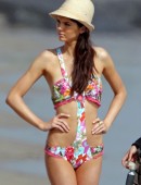 **EXCLUSIVE** Kendall Jenner hits the beach to model colorful bikinis for Agua Bendita Swim Boutique