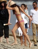 **EXCLUSIVE** Kendall Jenner hits the beach to model colorful bikinis for Agua Bendita Swim Boutique