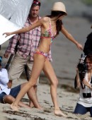 **EXCLUSIVE** Kendall Jenner hits the beach to model colorful bikinis for Agua Bendita Swim Boutique
