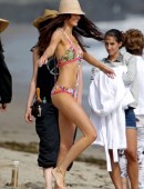 **EXCLUSIVE** Kendall Jenner hits the beach to model colorful bikinis for Agua Bendita Swim Boutique