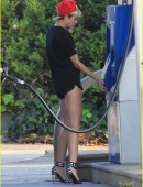 Miley Cyrus Leggy in Shorts, at a Gas Station in Studio City 1