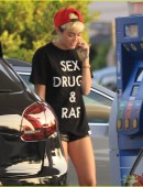 Miley Cyrus Leggy in Shorts, at a Gas Station in Studio City 6