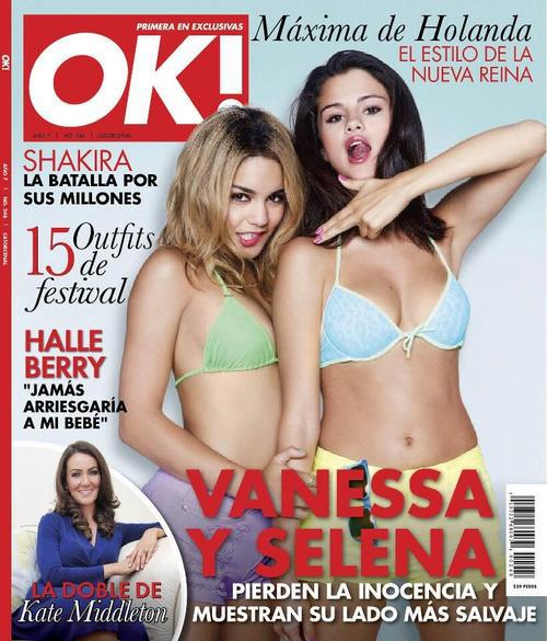 Selena Gomez and Vanessa Hudgens on OK Magazine Cover May 2013