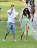 Eliza-Doolittle-Kicking-Ball-in-Green-Dress-in-London-5
