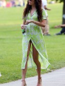 Eliza-Doolittle-Kicking-Ball-in-Green-Dress-in-London-9