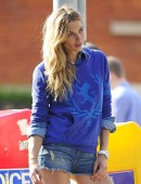EXCLUSIVE: Jessica Hart wears denim shorts for a photoshoot in New York City