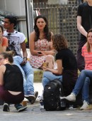Kelly Brook seen out on set of her new movie 'Taking Stock'