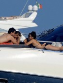 Vanessa Hudgens in bikini on boat in Ischia