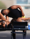 French reality stars Nabilla Benattia and Ayem Nour don bikinis to film 'Hollywood Girls' on Venice Beach, California