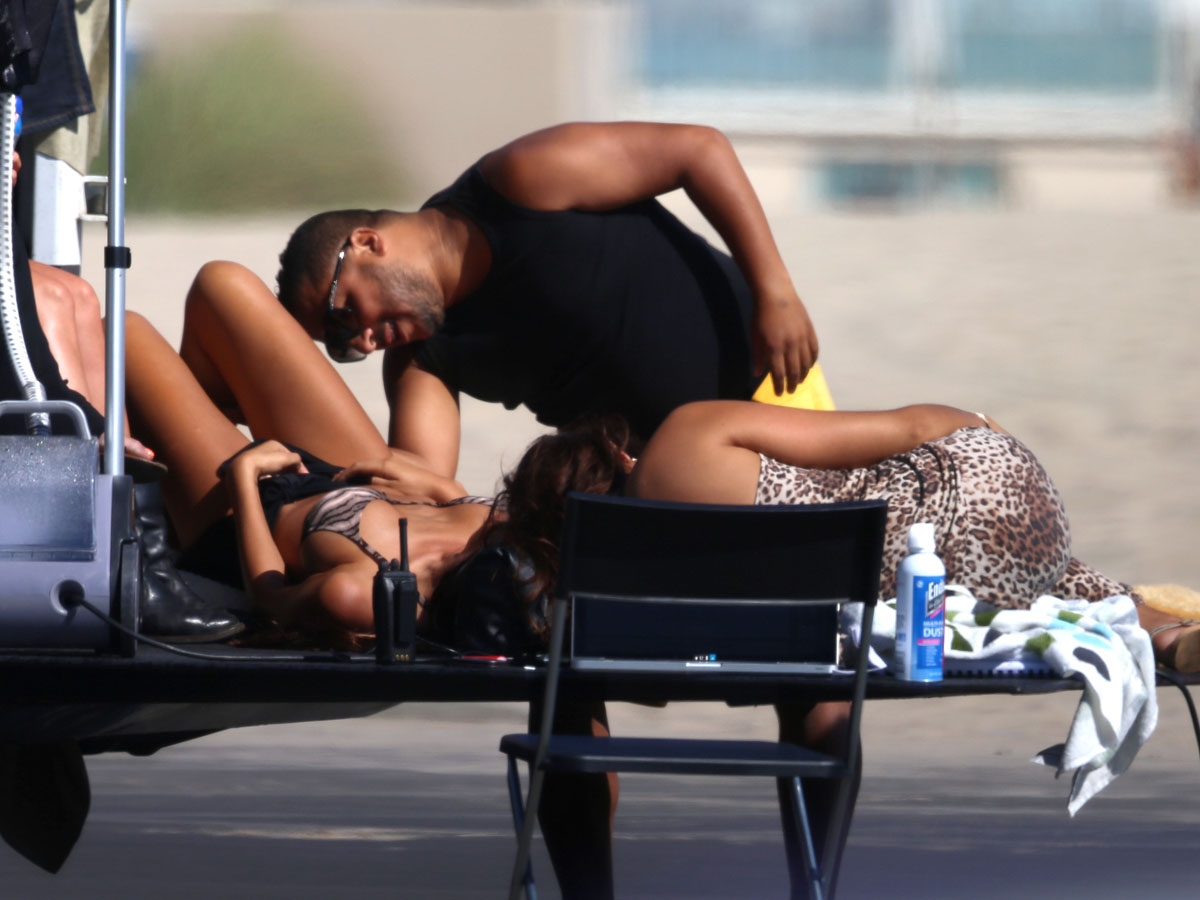 French reality stars Nabilla Benattia and Ayem Nour don bikinis to film 'Hollywood Girls' on Venice Beach, California