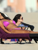 French reality stars Nabilla Benattia and Ayem Nour don bikinis to film 'Hollywood Girls' on Venice Beach, California