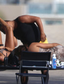 French reality stars Nabilla Benattia and Ayem Nour don bikinis to film 'Hollywood Girls' on Venice Beach, California