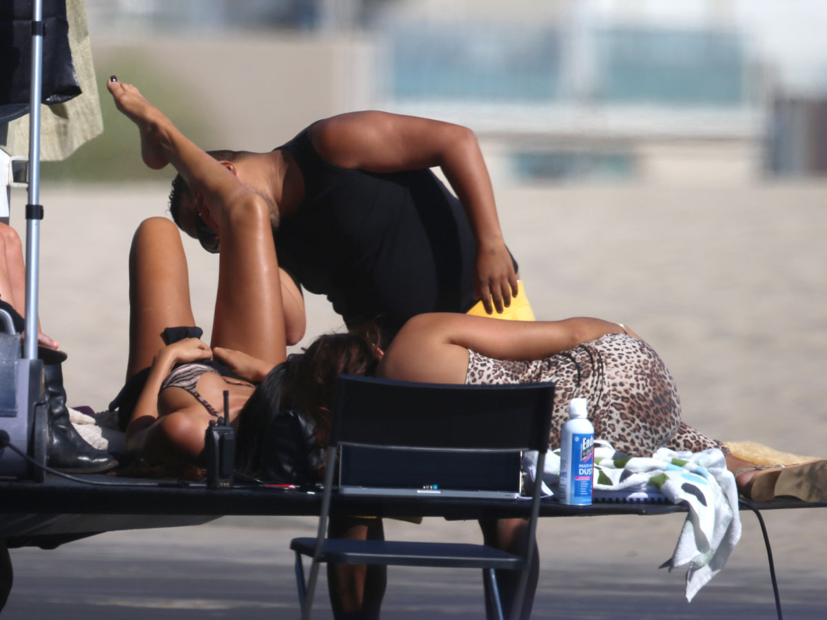 French reality stars Nabilla Benattia and Ayem Nour don bikinis to film 'Hollywood Girls' on Venice Beach, California