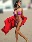 French reality stars Nabilla Benattia and Ayem Nour don bikinis to film 'Hollywood Girls' on Venice Beach, California