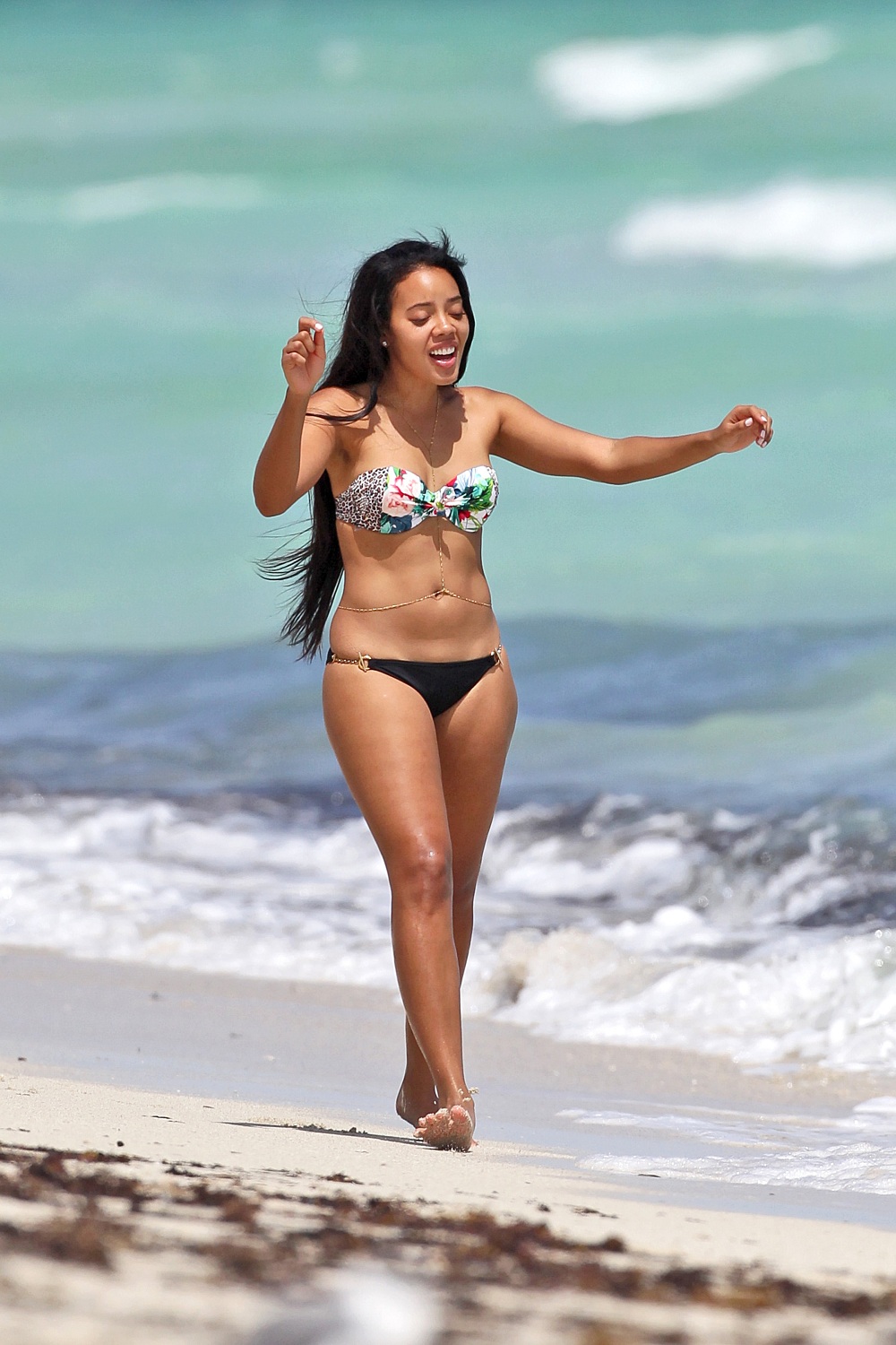 **EXCLUSIVE** Angela Simmons starts off her birthday celebrations early, showing off her bikini body for a day out on Miami beach