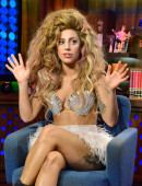 Lady-Gaga-in-Clamshell-Bikini-Top-and-Miniskirt-on-Bravo-Show-3