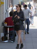 EXCLUSIVE: Kelly Brook shows off her legs in a black mini skirt as she walks around in LA