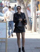 EXCLUSIVE: Kelly Brook shows off her legs in a black mini skirt as she walks around in LA