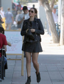 EXCLUSIVE: Kelly Brook shows off her legs in a black mini skirt as she walks around in LA