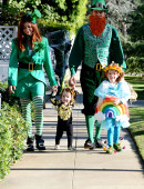 Alyson Hannigan celebrates Halloween as she strolls in Brentwood with her family
