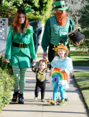 Alyson Hannigan celebrates Halloween as she strolls in Brentwood with her family