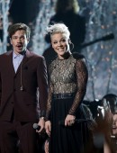 Pink performs "Just Give Me A Reason" with Nate Ruess at the 56th annual Grammy Awards in Los Angeles