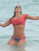 Jennifer Nicole Lee seen enjoying a day at the beach in Miami
