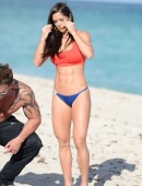 EXCLUSIVE: Michelle Lewin, a Venezuelan fitness model, shows off her fit figure in a Vizcaya Luxury Bikini on Miami Beach