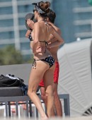 EXCLUSIVE: Australian model Nicole Trunfio rocks a sexy polka dot bikini on the beach in Miami