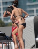 EXCLUSIVE: Australian model Nicole Trunfio rocks a sexy polka dot bikini on the beach in Miami