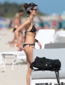 EXCLUSIVE: Australian model Nicole Trunfio rocks a sexy polka dot bikini on the beach in Miami