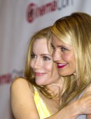 Actresses Leslie Mann and Cameron Diaz arrive for a 20th Century Fox presentation of "The Other Woman" during CinemaCon, the official convention of the National Association of Theatre Owners, at Caesars Palace in Las Vegas