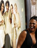 Cast member Long reacts at the premiere of "The Single Moms Club" in Los Angeles