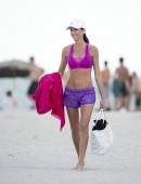EXCLUSIVE: Italian celebrity Federica Torti does yoga in her bikini on the beach in Miami, Florida