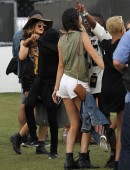 Kendall Jenner and Kylie Jenner seen with friends Willow and Jaden Smith at day one of weekend two of the Coachella Music Festival in Indio