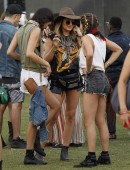 Kendall Jenner and Kylie Jenner seen with friends Willow and Jaden Smith at day one of weekend two of the Coachella Music Festival in Indio