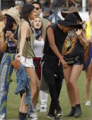Kendall Jenner and Kylie Jenner seen with friends Willow and Jaden Smith at day one of weekend two of the Coachella Music Festival in Indio
