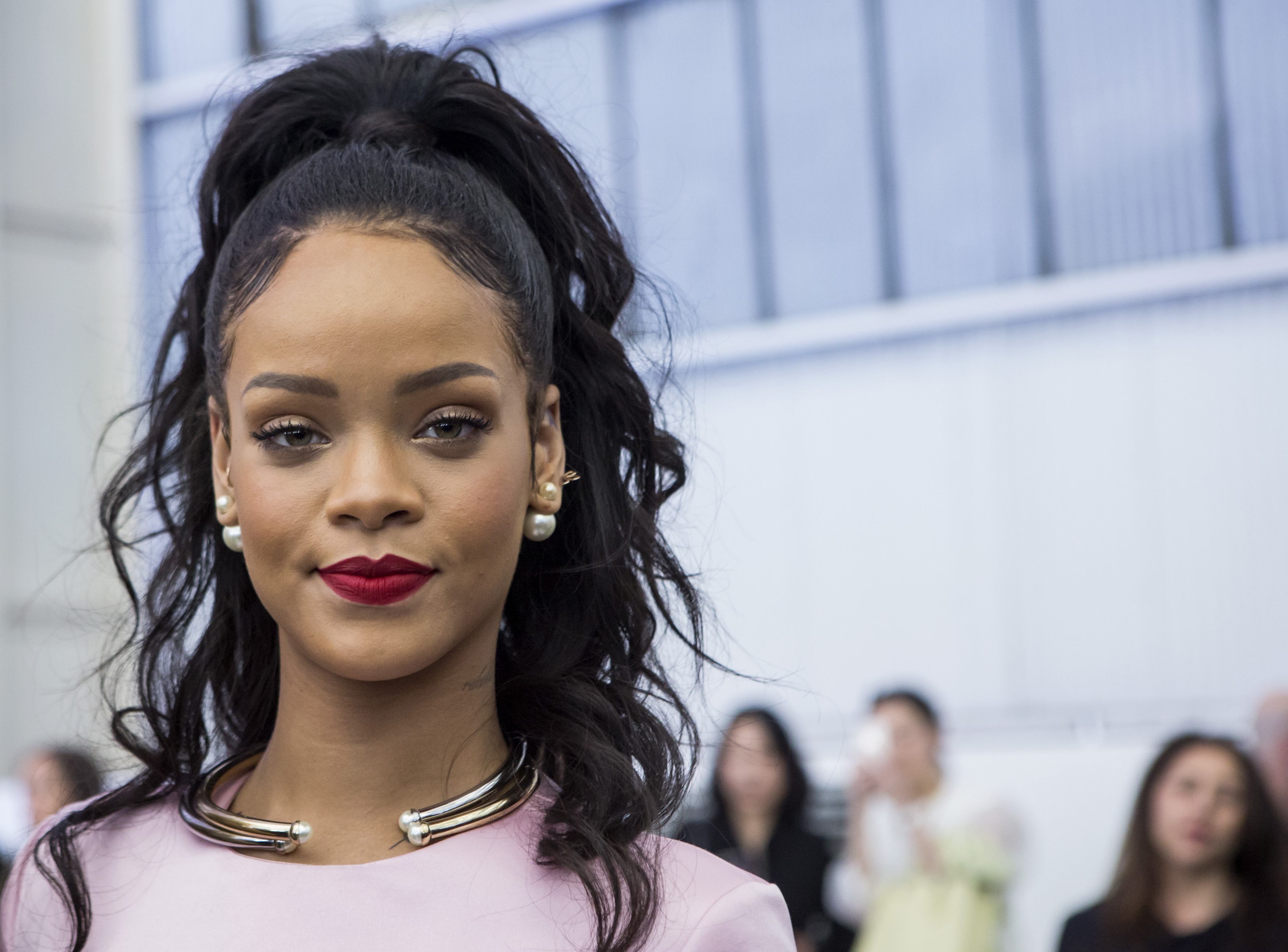 Musician Rihanna attends the Cruise 2015 collection show from French fashion house Christian Dior in the Brooklyn borough of New York