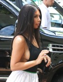 Kim Kardashian showing massive sideboob during lunch with Kourtney