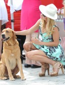 Kimberley Garner is seen enjoying the sunshine at Hurlingham Park in London