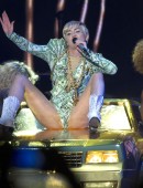 Miley Cyrus performing during her Bangerz tour in Madrid, Spain