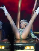Miley Cyrus performing during her Bangerz tour in Madrid, Spain