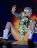 Miley Cyrus performing during her Bangerz tour in Madrid, Spain